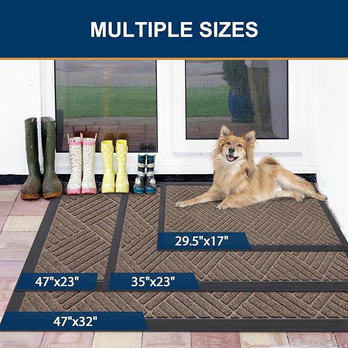 Smiry Front Door Mat Outside Entrance, Heavy Duty Outdoor Indoor Mat, Natural - Image 2