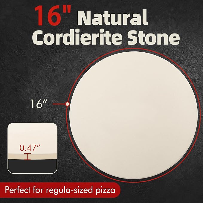 16" Round Pizza Stone, Heavy Duty Cordierite Pizza Pan - Image 4
