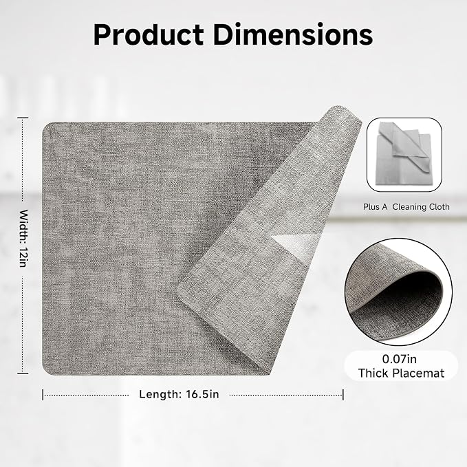 Faux Leather Vinyl Placemats Set of 6 Wipeable Heat Resistant Place Mats 100% - Image 5