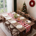 Encasa XO Cotton Dining Table Runner | Buffalo Red Checks | Size 13x120 in by EncasaXO