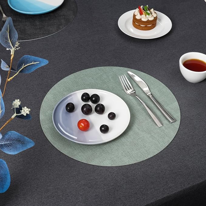 Myir JUN Round Placemats Dual Sided, Faux Leather Place Mats Set of 6 Indoor - Image 8