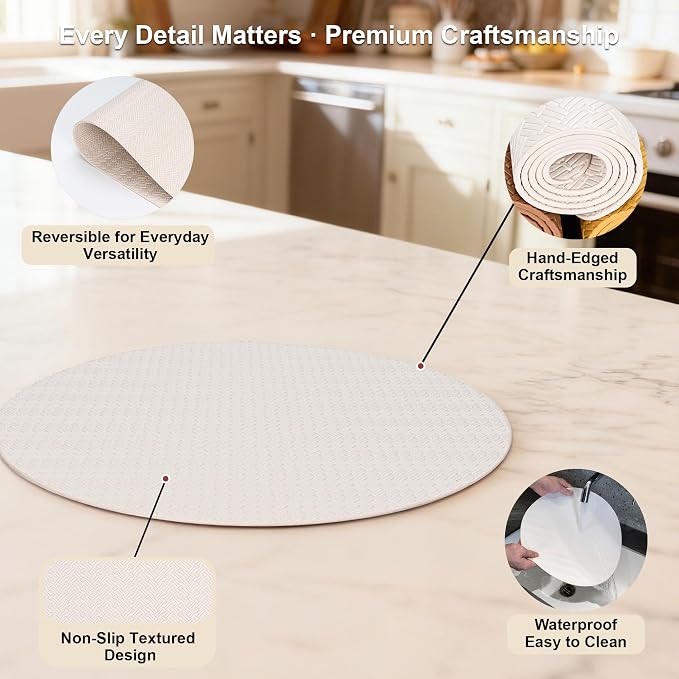Round Faux Leather Placemats Set of 4 – 13 Inch Vinyl Table Mats, Heat Resistant - Image 5
