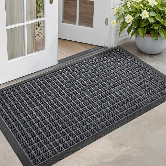 DEXI Front Door Mat Outside Entrance, 2x4 ft Rubber Entry Doormat Heavy Duty by DEXI