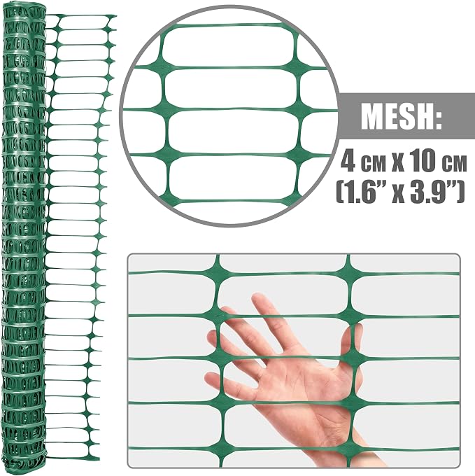 Fencer Wire 4 ft. Safety Fence, 100 ft. Green Plastic Fencing Roll - Image 3