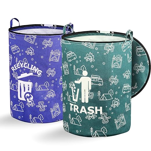 2 Pcs 30 Gallon Collapsible Trash Can Portable Waterproof Reusable by Werduoland
