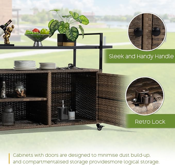 Wicker Outdoor Bar Cart - Image 4