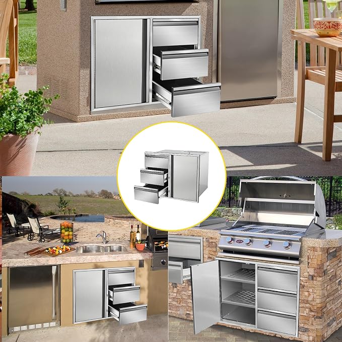 Outdoor Kitchen Door Drawer Combo Cabinet 28" W x 22" H x 19.5" D Stainless - Image 6