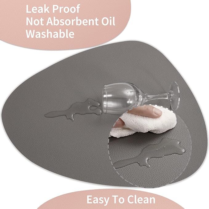 Myir JUN Placemats, Dual-Sided Placemats Waterproof Faux Leather Placemats Set - Image 3