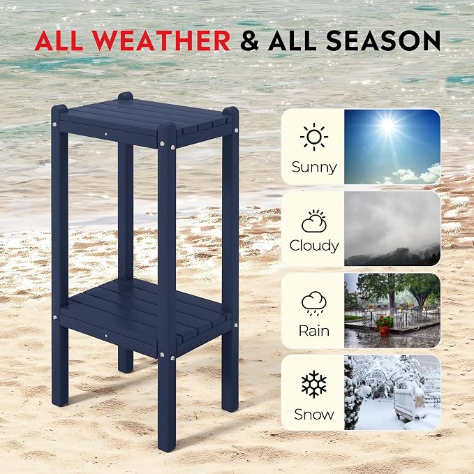 Costaelm Outdoor Side Table, 2-Tier Small Patio Coffee Tables - Image 5