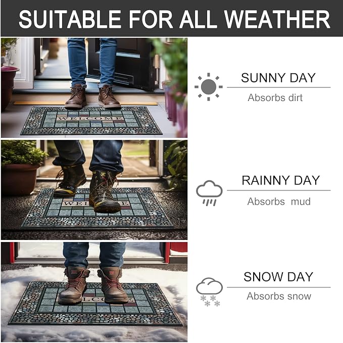 CHICHIC Rectangle Entrance Door Mat Large 18 x 30 Inch Entry Way High Traffic - Image 6