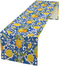 Rustic Lemon Table Runner, Vintage Morocco Blue Mediterranean Spring Summer by Unknown