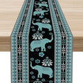 African Tribal Table Runner, Boho Elephants Tribal Traditional Indian Diwali by Unknown