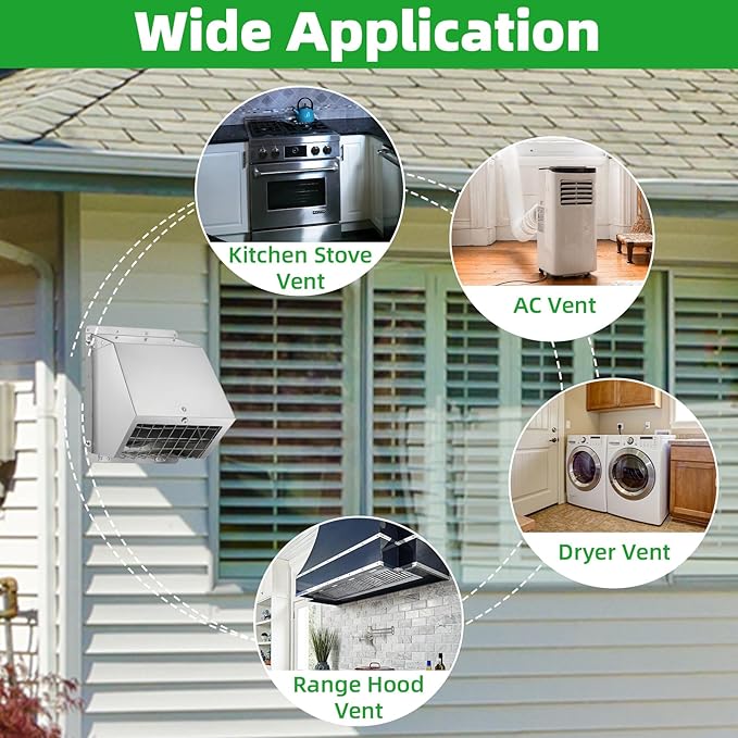Dryer Vent Cover Outside 6 Inch Wall Vent, 304 Stainless Steel Exhaust Vent - Image 7