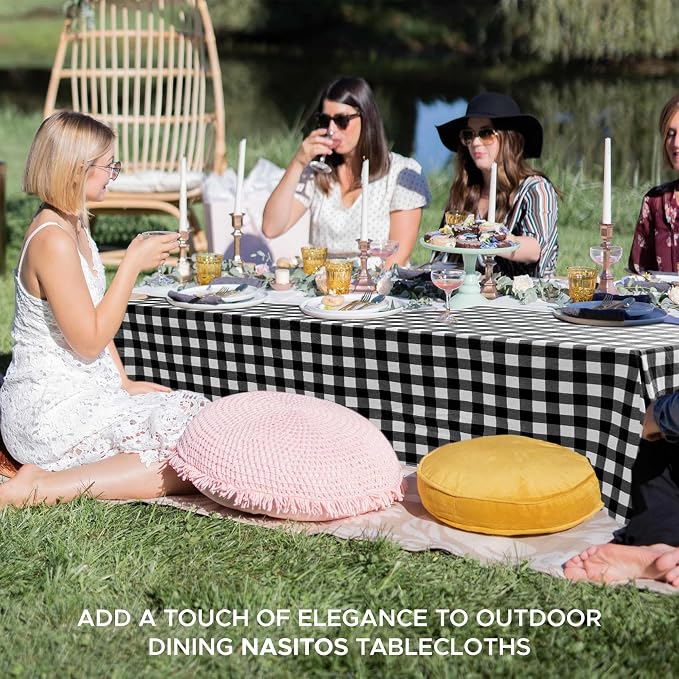 Nasitos 2 Pack Gingham Vinyl Tablecloth 60x102 Inch-Rectangle Picnic Table - Image 5