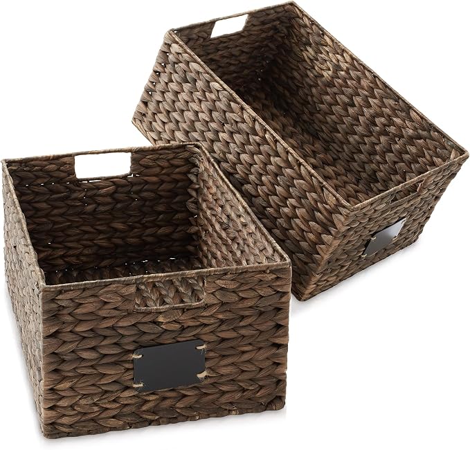 Casafield Set of 2 Water Hyacinth Pantry Baskets, 12-1/2" x 17" x 8", - Image 3