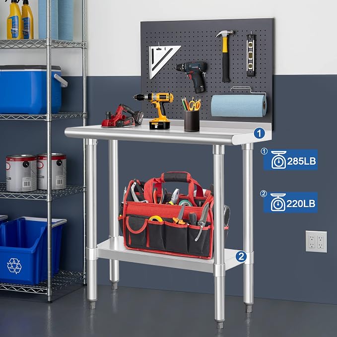 HARDURA Stainless Steel Commercial Work Table Prep Work Metal Table 14×36 Inches - Image 3
