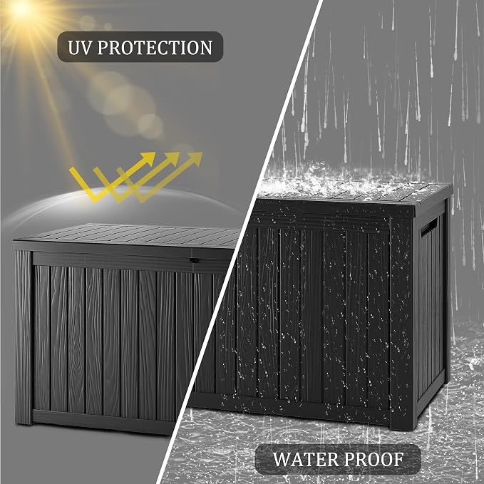 180 Gallon Resin Deck Box, Waterproof Outdoor Storage Box - Image 4