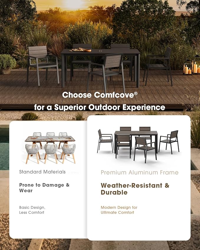 Outdoor Patio Dining Sets, Aluminum 5 Piece HDPS Outdoor Dining Table and - Image 5