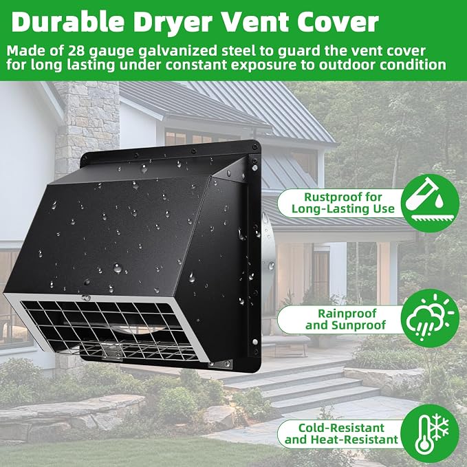 Dryer Vent Cover Outside 6" Vent Cover Exterior Wall Vent Hood Outlet, Wall - Image 6