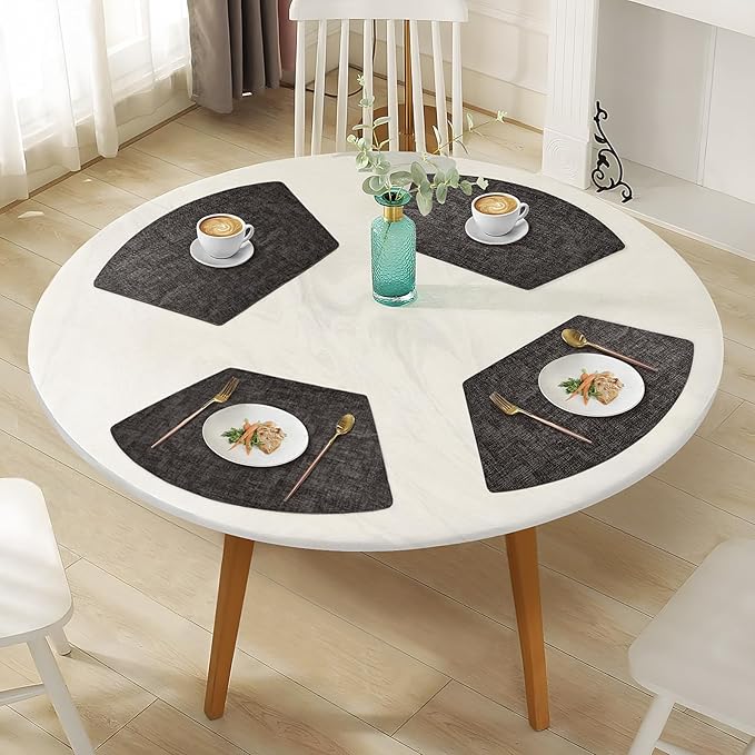 Round Table Placemats Set of 4, Faux Leather Wedge Shape Place Mats Heat - Image 7