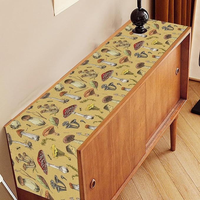 Mushroom Table Runner, Rustic Farmhouse Mushroom Fall Autumn Seasonal Country - Image 2
