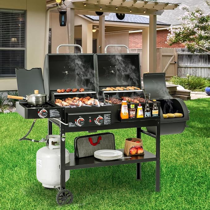 2-Burner Gas and Charcoal Combo Grill - Image 9