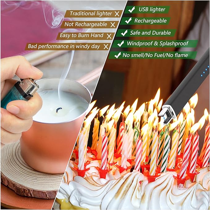 MEIRUBY Lighter Electric Candle Lighter Long Electronic Rechargeable USB Arc - Image 4