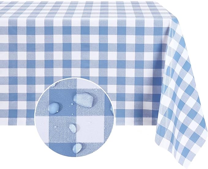 Romanstile Rectangle Vinyl Tablecloth, 100% Waterproof Buffalo Gingham Plastic by Romanstile