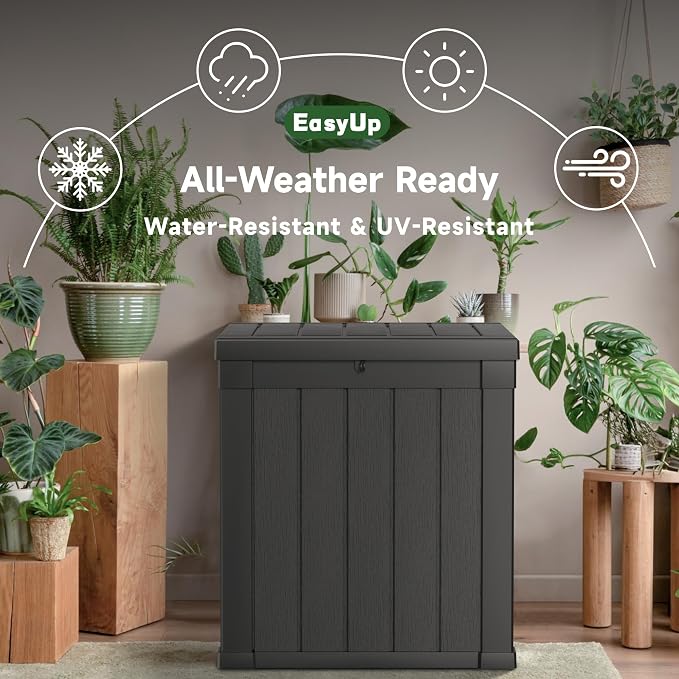 EasyUp 50 Gallon Outdoor Storage Box, Resin Waterproof UV-Resistant Deck Box - Image 3
