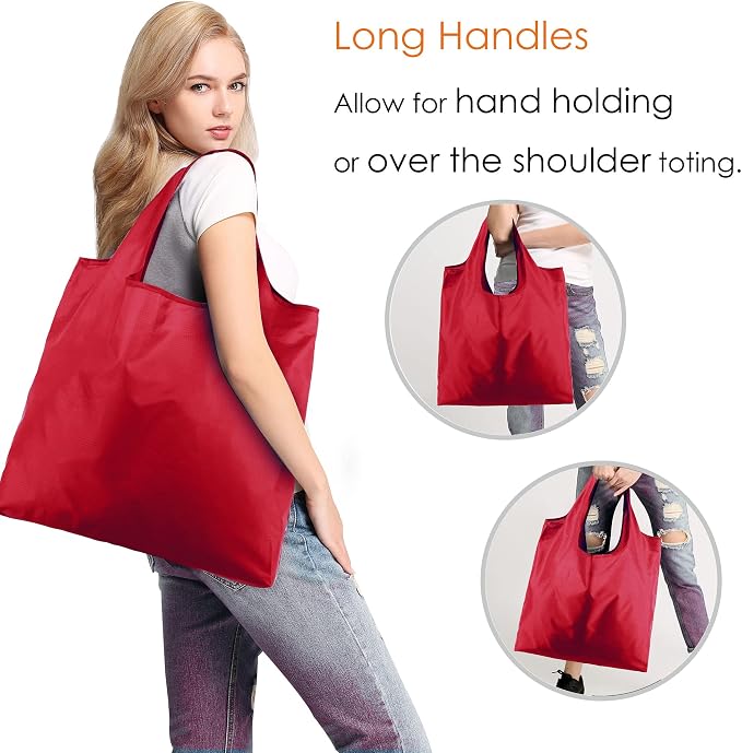 BeeGreen Christmas Red Reusable Grocery Bags Shopping Bags Bulk 10 Packs 50LBS - Image 6