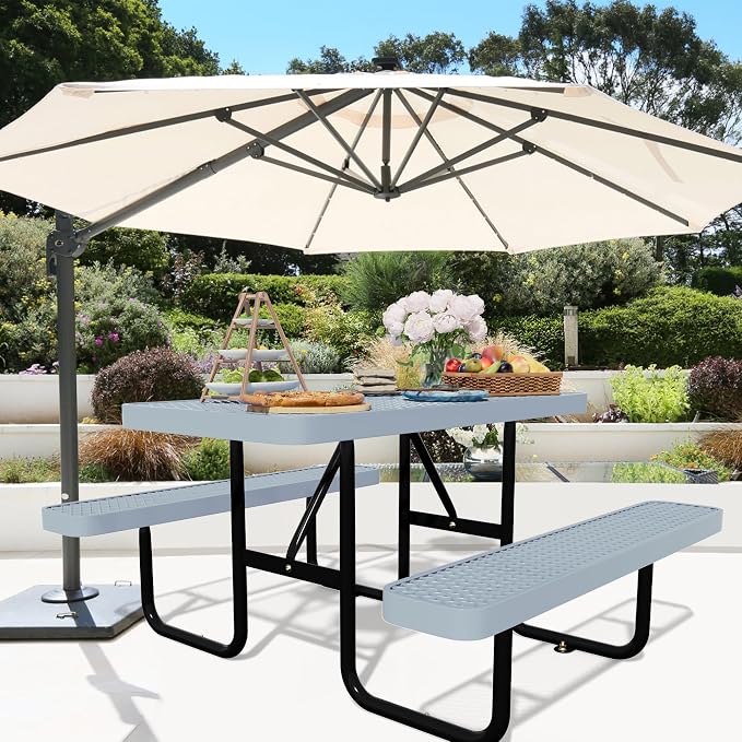 48'' Rectangular Steel Picnic Table - Image 2