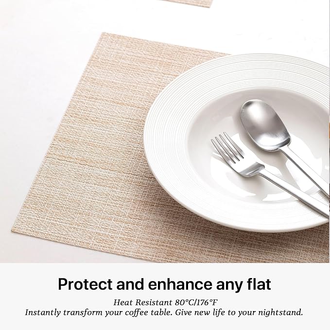 LEXMORE Placemats Set of 4 Vinyl/Plastic Woven Place Mats - Image 5
