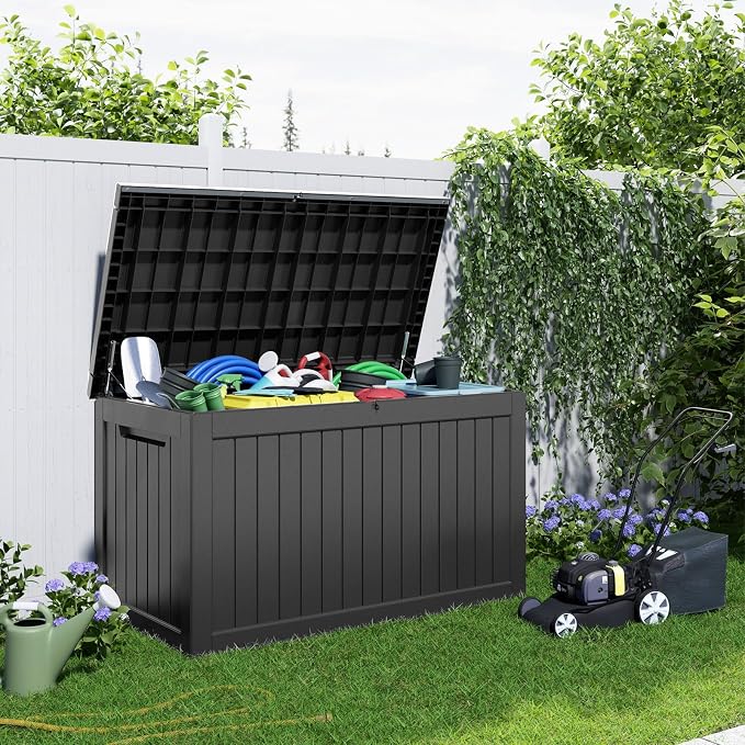 280 Gallon Large Deck Box, Resin Outdoor Storage Box - Image 3