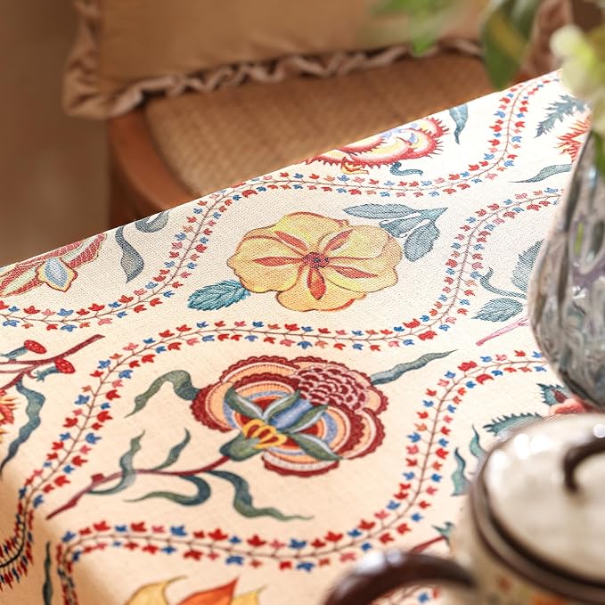Vintage French Square Tablecloth, Linen Durable Tablecloth - Image 3