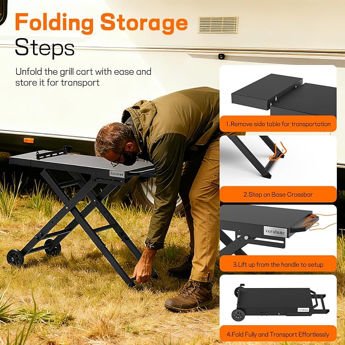 veralune Folding Grill Table, Outdoor Prep Table - Image 7