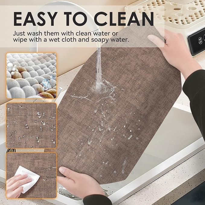 Round Table Placemats Set of 6, Faux Leather Wedge Shape Place Mats Heat - Image 4
