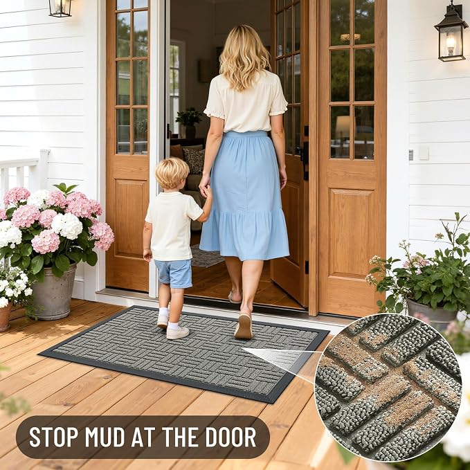 OLANLY Front Door Mat Outside Entrance 33x21, Heavy Duty Sturdy Natural Rubber - Image 7