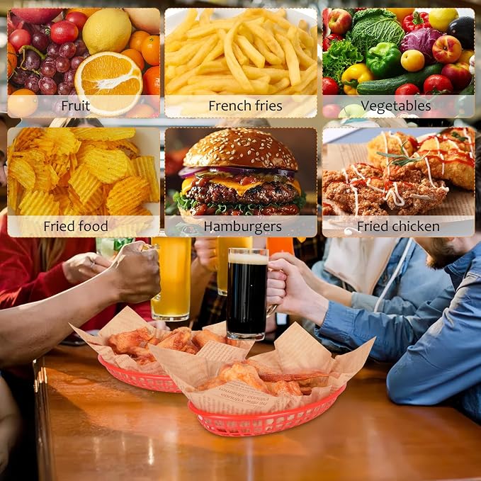 20 Pack Plastic Fast Food Baskets, 8.8" × 5.5" Small Oval Restaurant Serving - Image 9