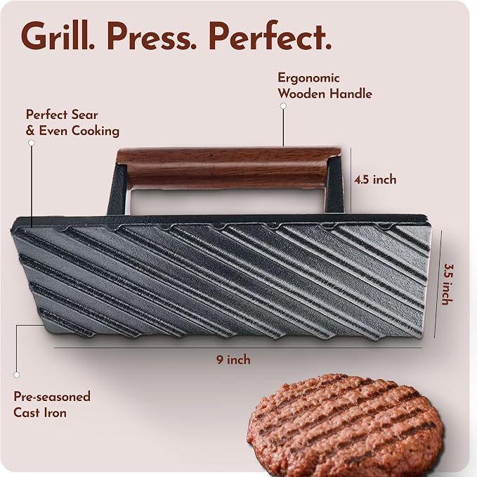 Bellemain Bacon Press Rectangle | Heavy-Duty Cast Iron Grill Press - Image 5