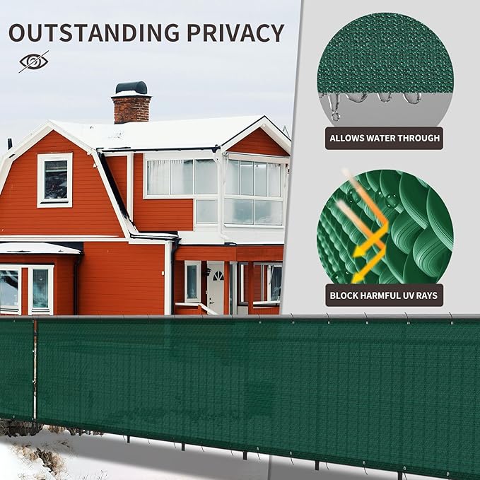 LOVE STORY Custom Size 3'x6' Dark Green Balcony Privacy Screen, UV Block - Image 4