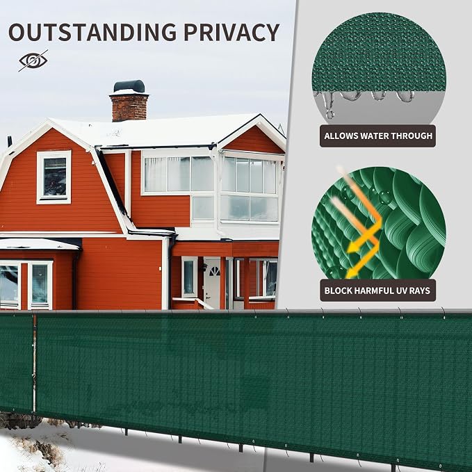 LOVE STORY Custom Size 3'x21' Dark Green Balcony Privacy Screen, UV Block - Image 4
