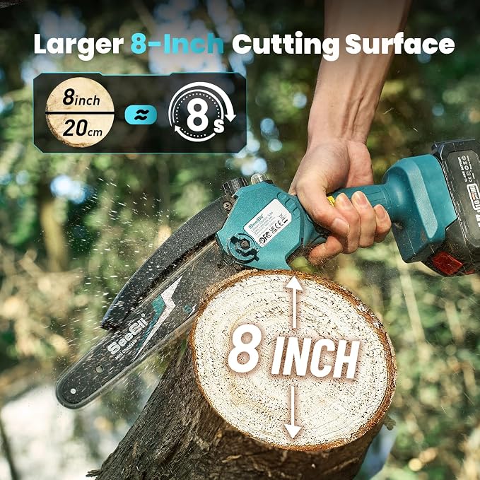 Seesii Mini Chainsaw 8-inch, Mini Chainsaw Cordless Tool Set, Battery Chainsaw - Image 3