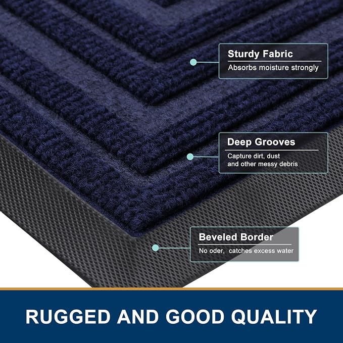 Buganda Front Door Mat Indoor Outdoor Entrance, Non-Slip Natural Rubber Doormats - Image 4