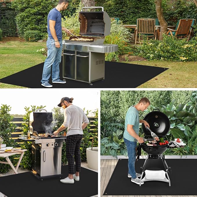 Grill Floor Mat 90 x 48 in Fireproof Heat Resistant Deck Protector