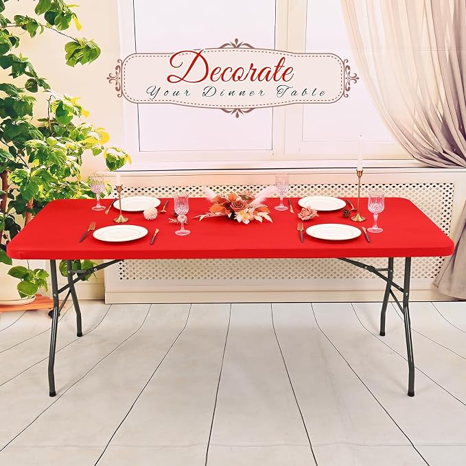 6 Pack Stretch Fabric Table Top Cap Cover, Washable Elastic Universal Rectangle - Image 5