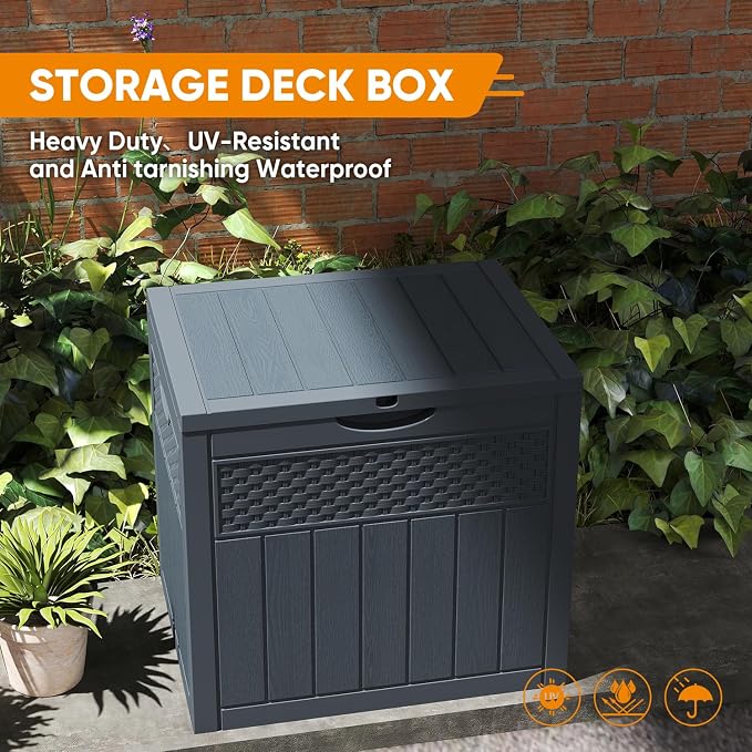 ZYJOYY 33 Gallon Resin Deck Box, Weatherproof Outdoor Storage Box - Image 7