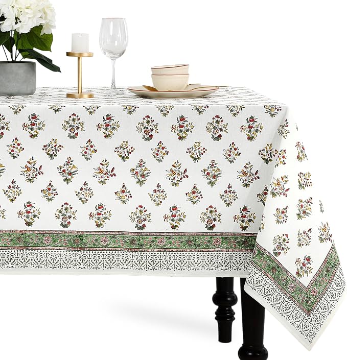 CPC Tablecloth 100% Cotton 70x118 Inch Indian Block Print Rectangle Table Cover by COTTONPRINTCLUB