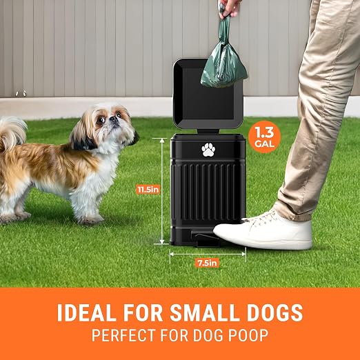 Pupzle Small Dog Poop Trash Can Outside, 1.3 Gal Metal Dog Waste Trash Can - Image 2