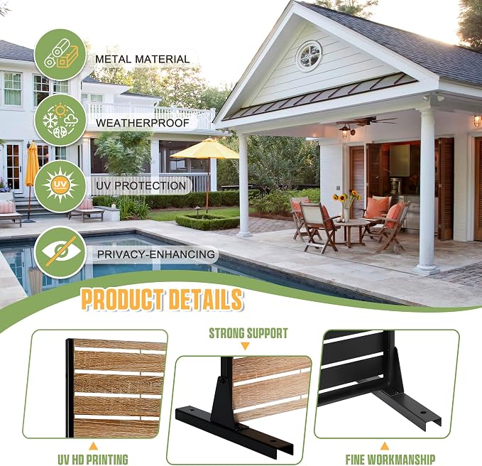 Metal Privacy Screen Outdoor 72" H×47" W, Freestanding Decorative Privacy Screen - Image 6