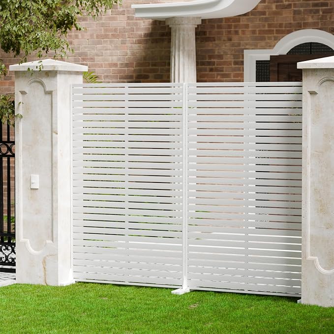 Privacy Fence Screen with Stand 6 Panel 72" H×47" W HDPE Decorative Panels with - Image 2